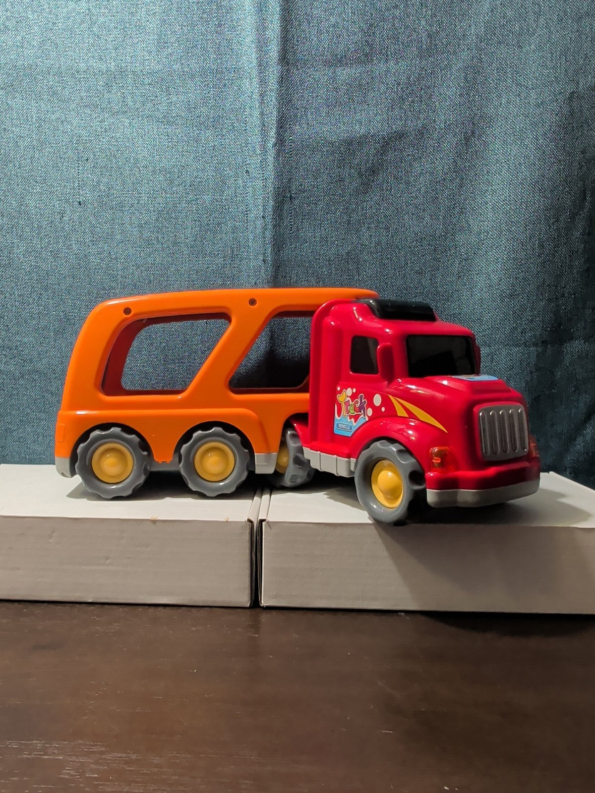 Big Toddler Semi Truck Car Hauler Toy Vehicle Lights & Sounds Transport Trailer
