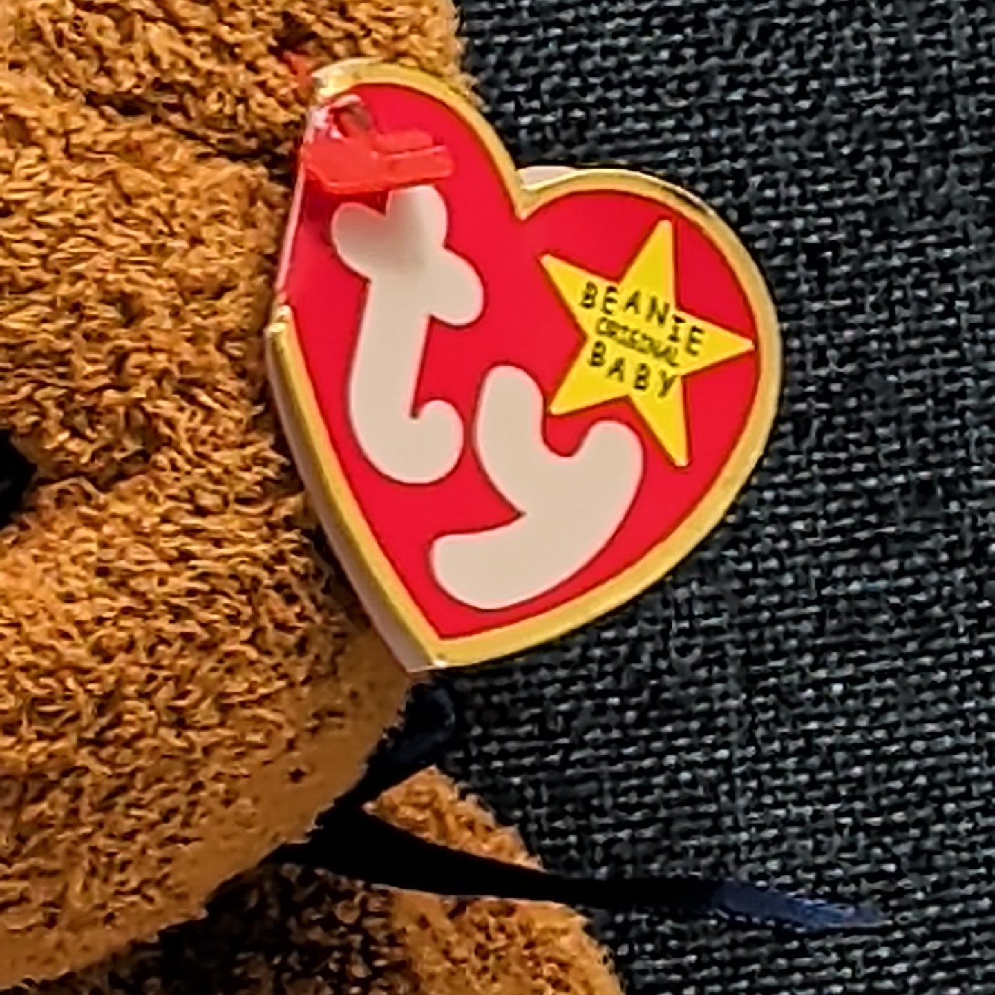 Ty Beanie Baby Fuzz Bear 1999 Retired MWMT P.E. Pellets Holographic Tag Vintage