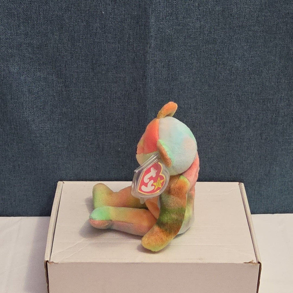 Ty Beanie Baby Peace Bear 1997 Retired - Unique Pastel Tie Dye Tag Protector
