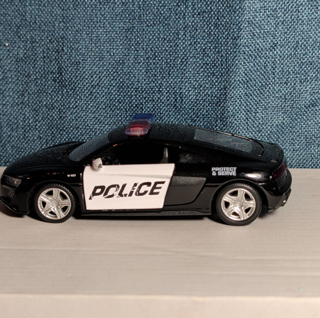 RMZ City Audi R8 Police Car 1/36 Diecast Pull Back Opening Doors PreOwned
