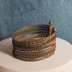 Brassy Color Dingle Hingled Bracelet Unmarked  14 Layers Dingle Together