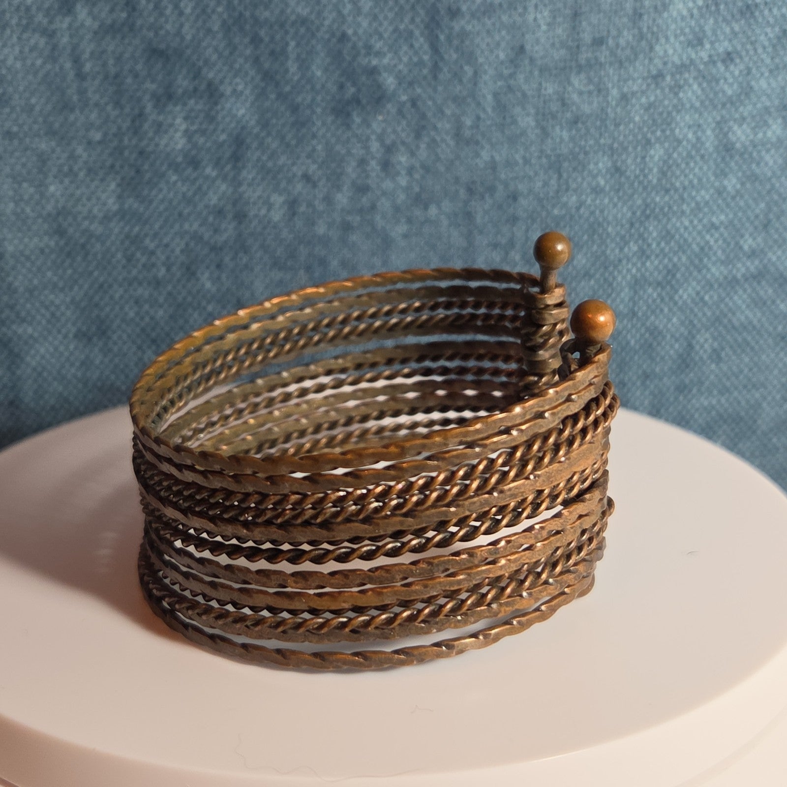 Brassy Color Dingle Hingled Bracelet Unmarked  14 Layers Dingle Together