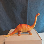 Apatosaurus Dinosaur Toy 11” Soft Vinyl Orange Red Stripe Brontosaurus Figure