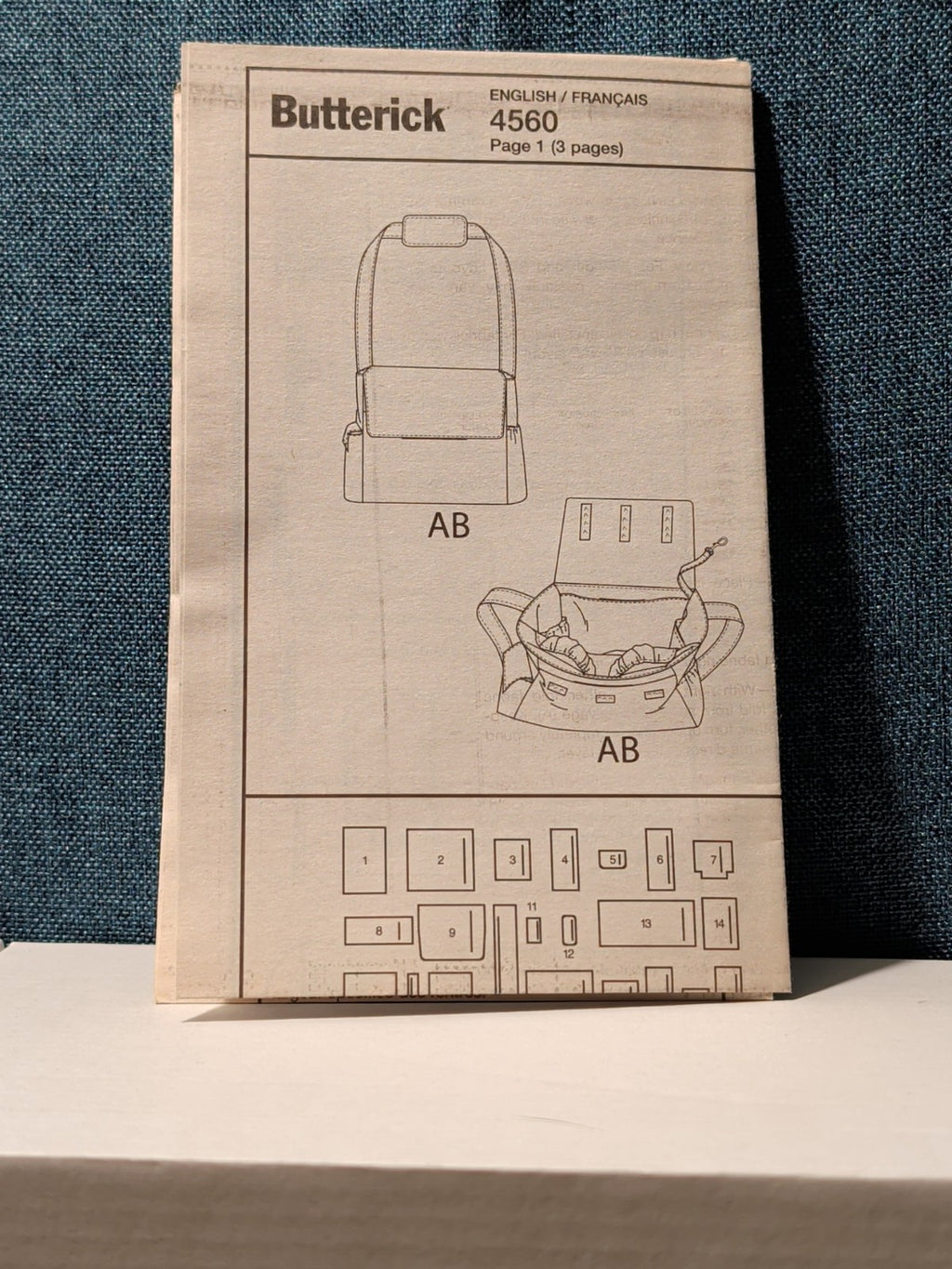 Butterick B4560 Pattern 2005 | Diaper Bag Tote | 2 Styles Lined Pockets UNCUT
