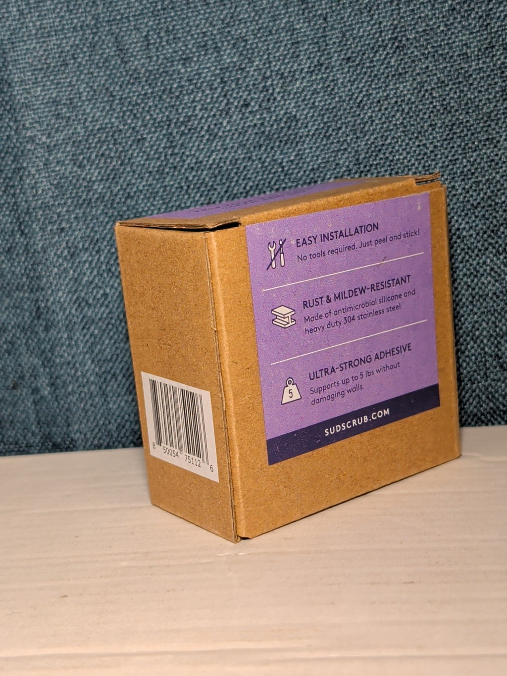 NEW Sud Scrub Antimicrobial Shower Hook Purple | Adhesive Rust-Resistant Holder
