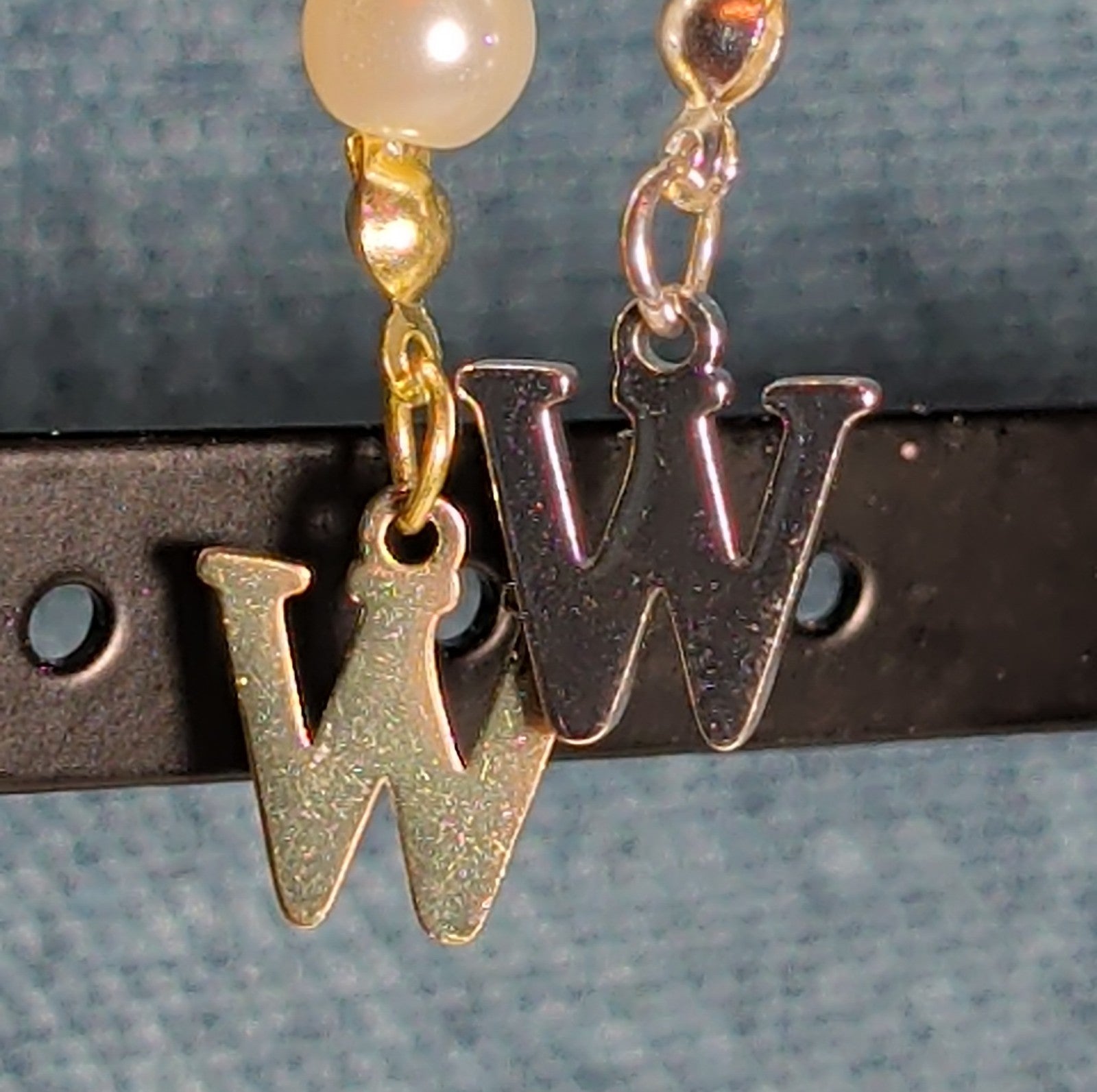 Faux Pearl Purse Charm Gold Silver Tone W Letter Initial