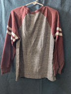 OshKosh B'gosh Boys Shirt Size 7 Henley Raglan Gray Maroon Varsity Stripe