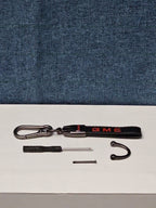 Genuine Leather GMC Car Keychain Set | Black Metal Key Ring Screwdriver Included