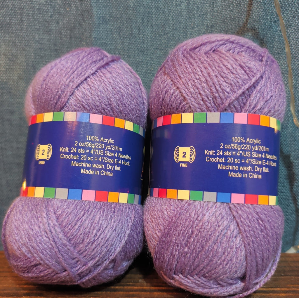 Herrschners Afghan Yarn 2 Ply Grape Frost Purple Acrylic 2 Skein