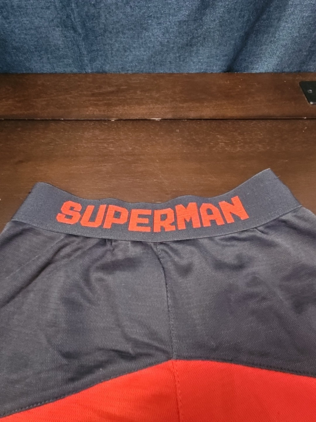 DC Comics Superman Boys Athletic Shorts Size S 6/7 Grey Red Mesh Gym Shorts