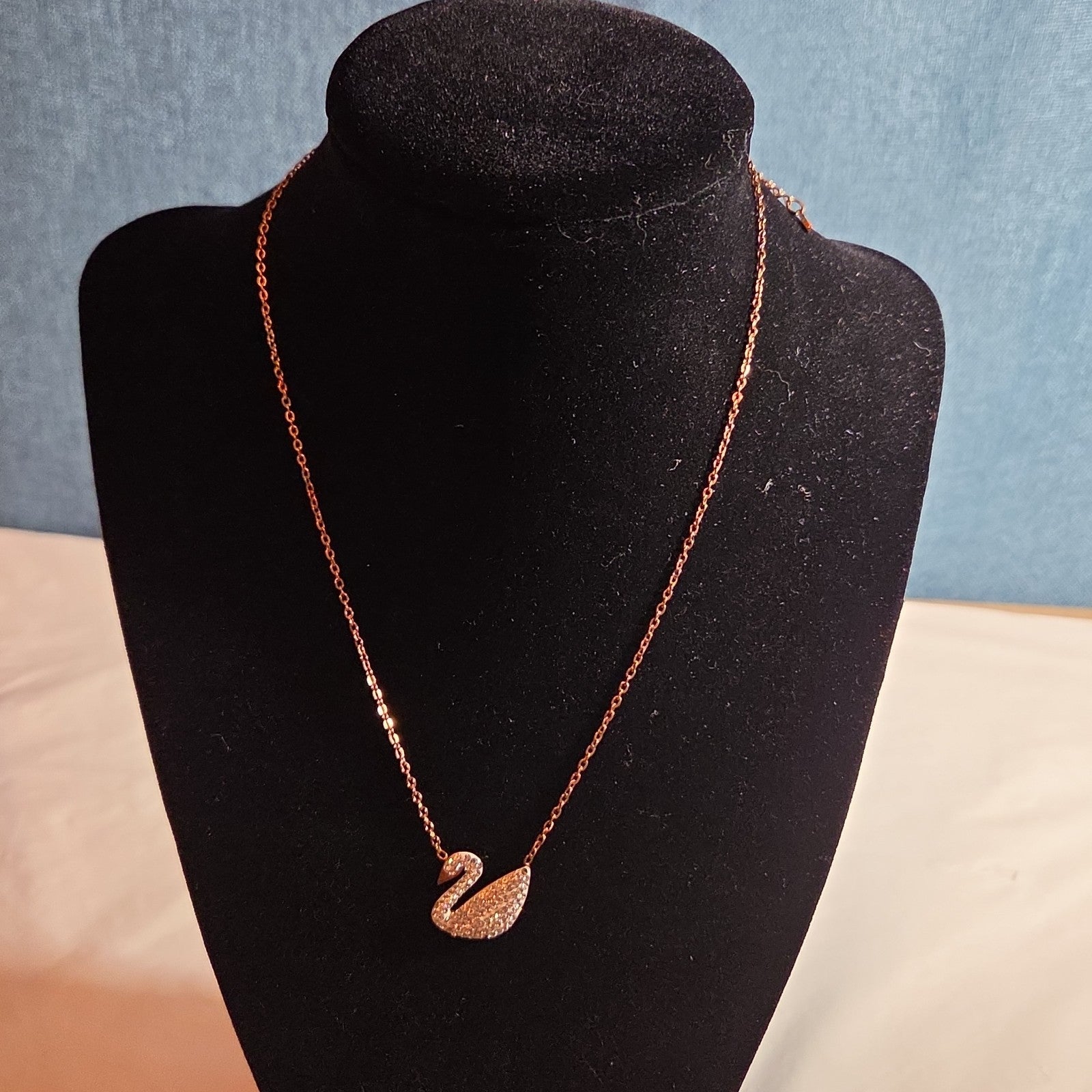 Rose Gold Tone Swan Pendant Stainless Steel Coquette NWT