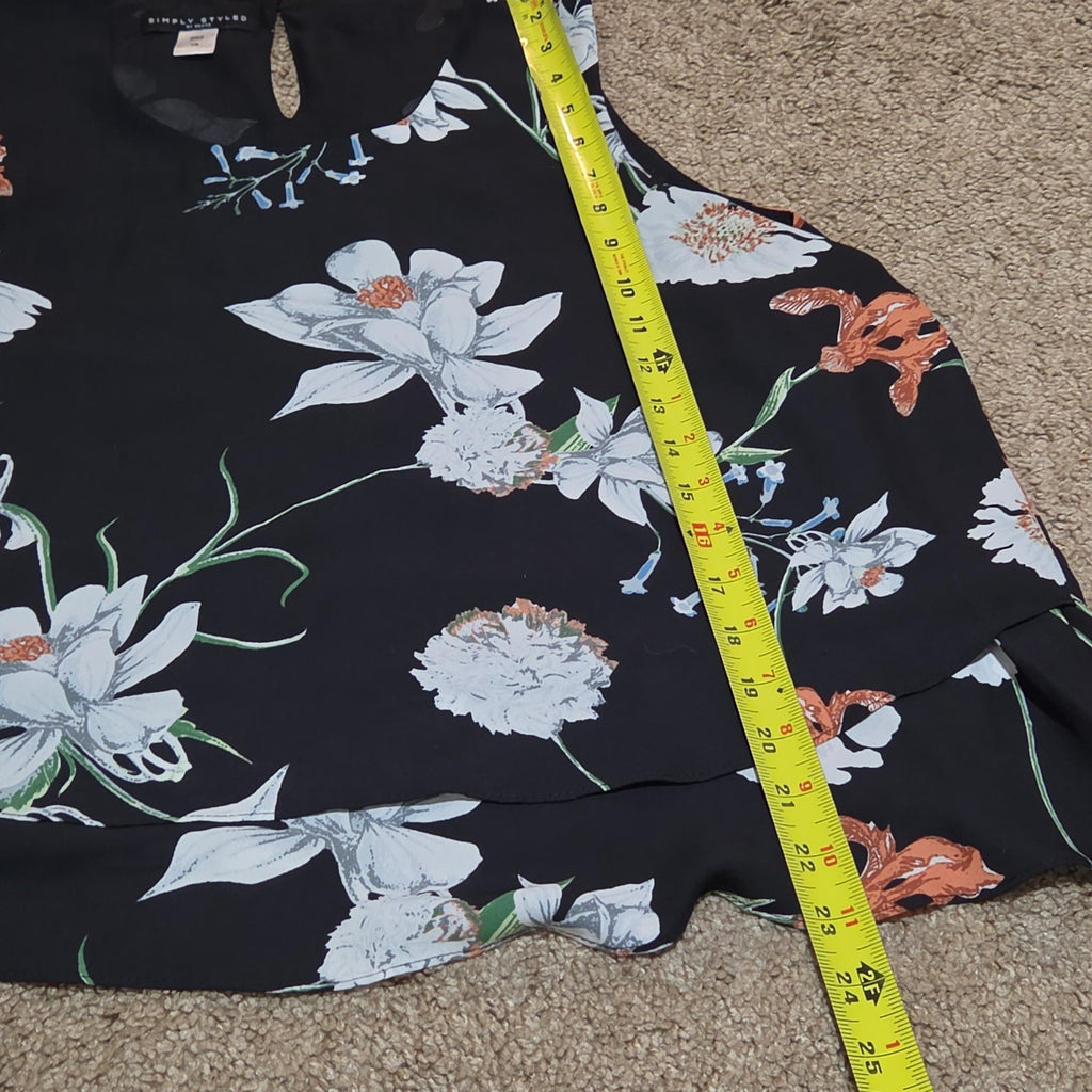 Simply Styled Sears Floral Sleeveless Blouse Tiered Top L