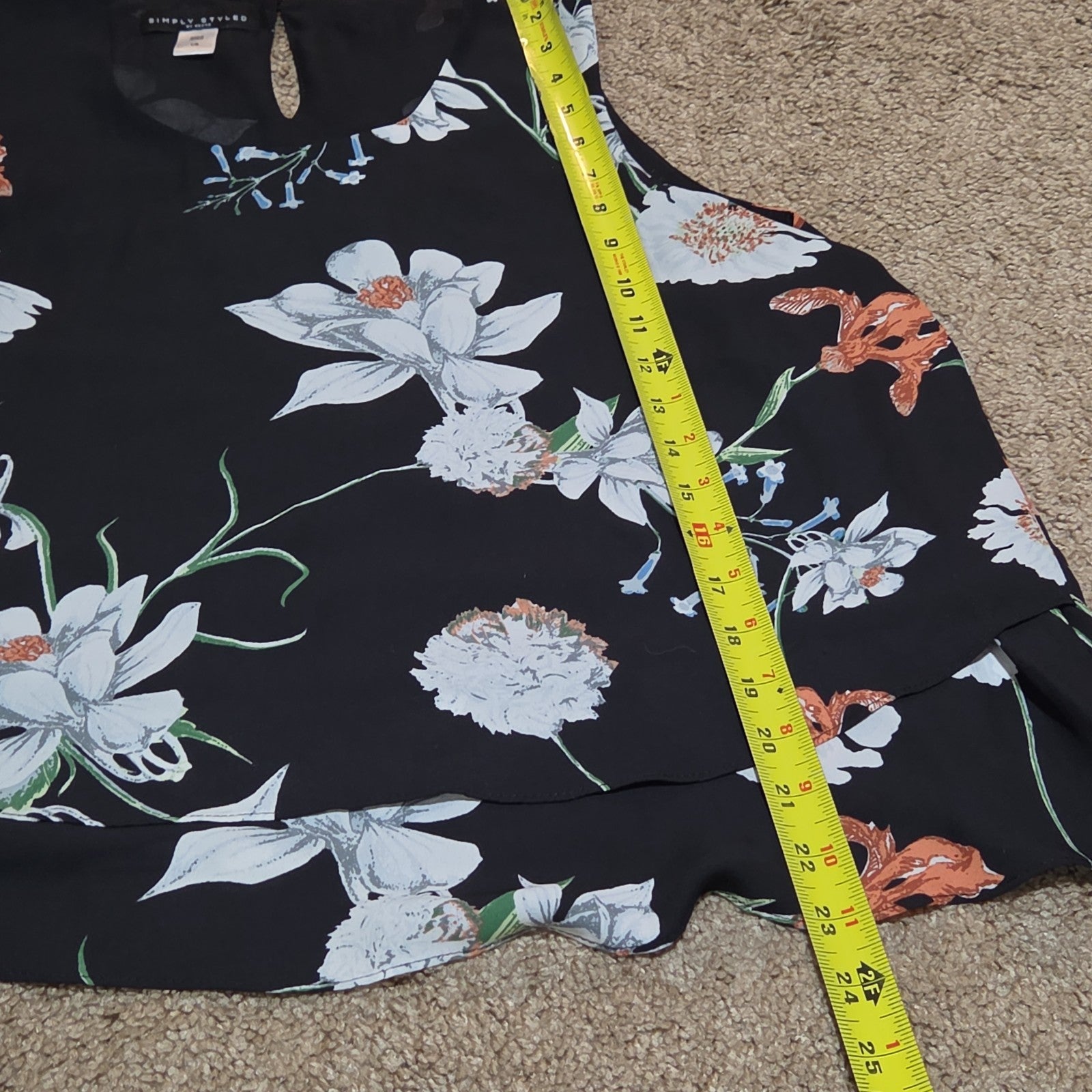 Simply Styled Sears Floral Sleeveless Blouse Tiered Top L