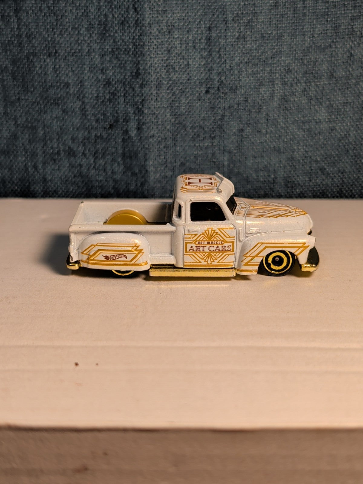 Hot Wheels La Troca | 2021 HW Art Cars White & Gold Lowrider Truck | Loose