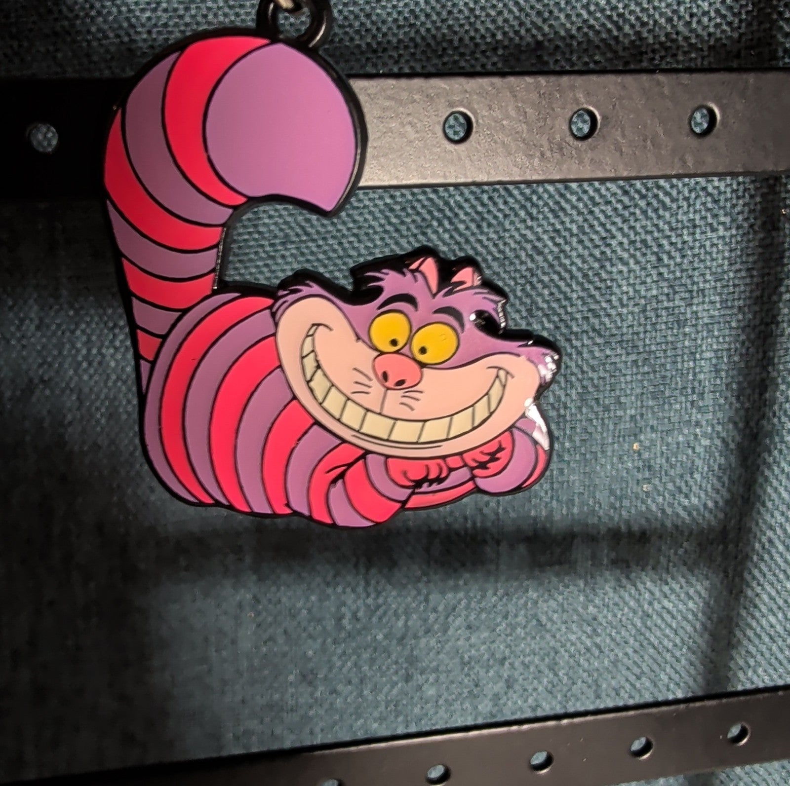 Cheshire Cat Necklace Pink Enamel Silver Tone Pop Culture