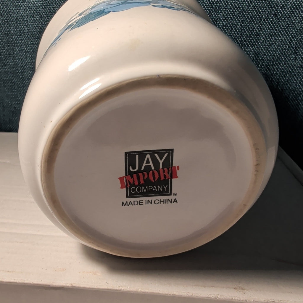 Jay Import Blue Rose Ceramic Canister with Lid Floral Farmhouse Decor 5" Jar