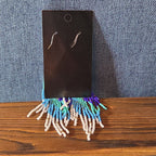 Boho Celestial Moon Seed Bead Fringe Dangle Earrings