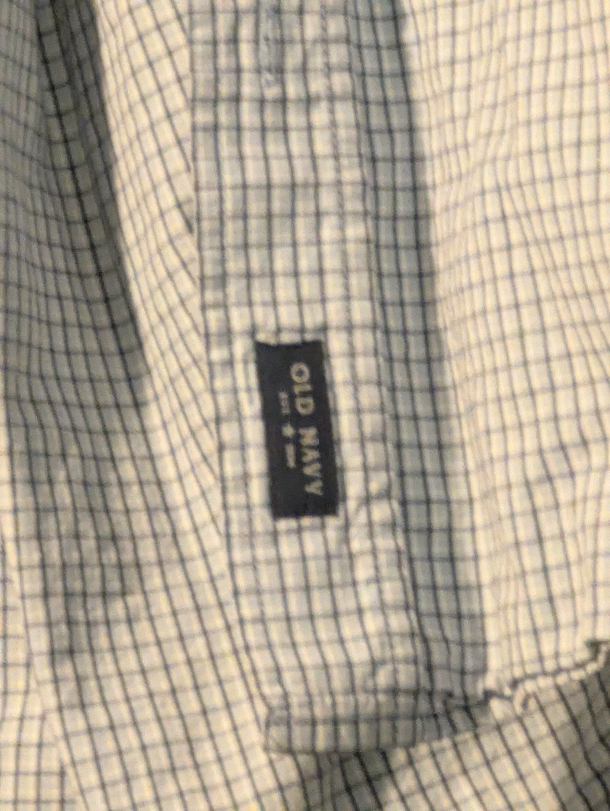 Old Navy Button Down Shirt Men's Large Blue White Grid Check Casual Cotton