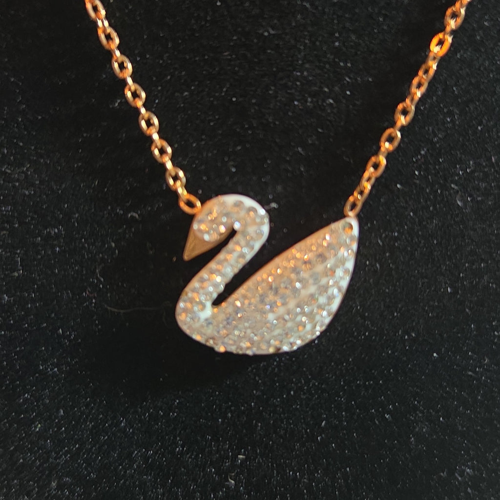 Rose Gold Tone Swan Pendant Stainless Steel Coquette NWT