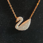 Rose Gold Tone Swan Pendant Stainless Steel Coquette NWT