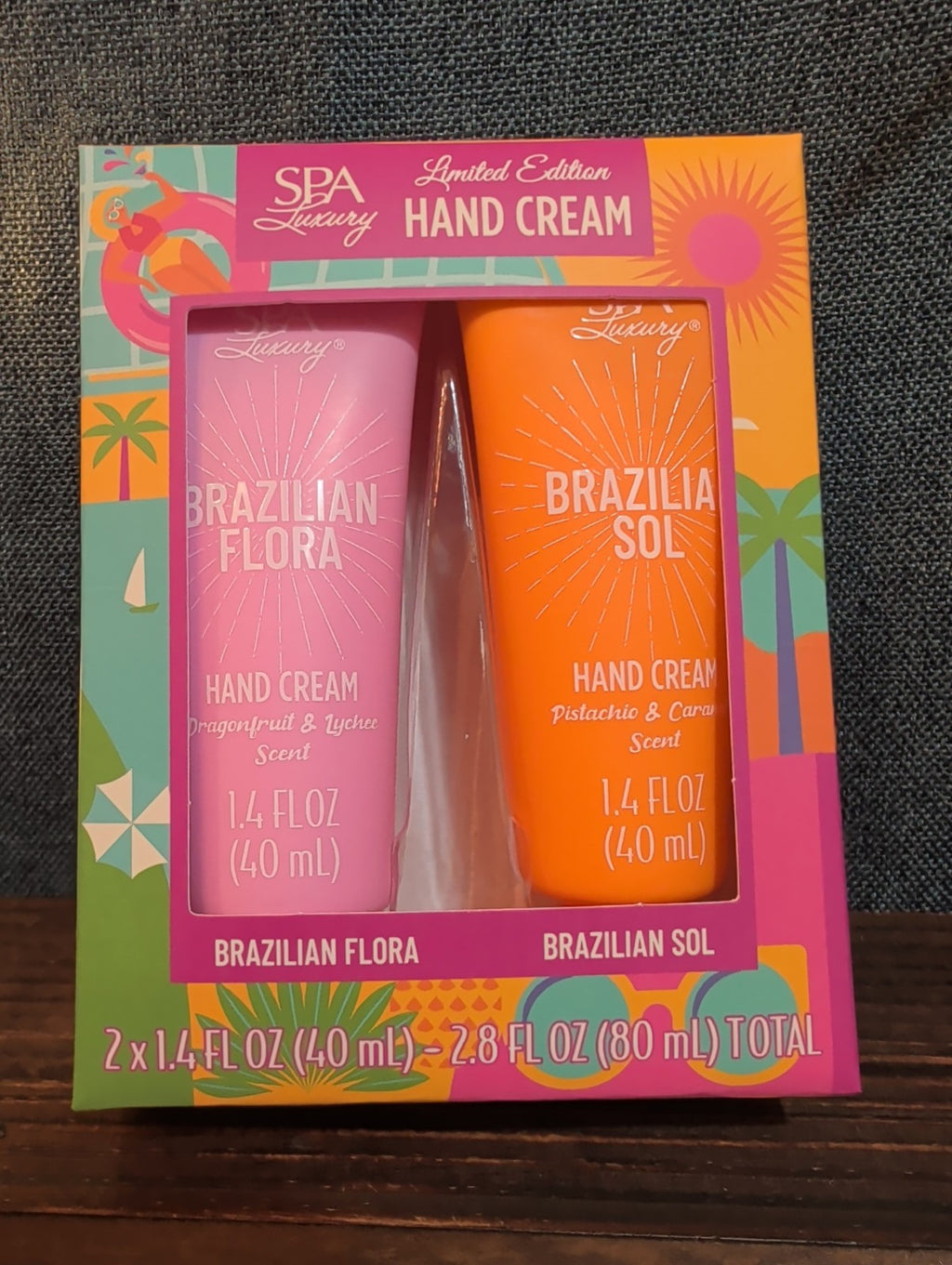 Spa Luxury Brazilian Sol Flora Hand Cream Duo Pistachio Lychee NIB