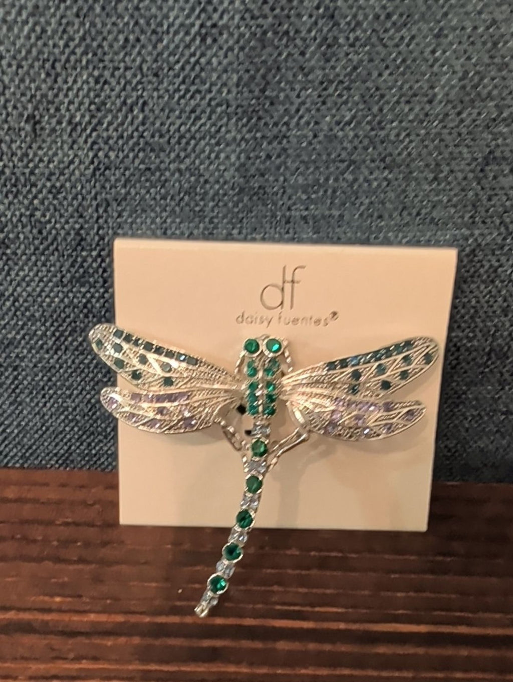 Daisy Fuentes Emerald Green, Sapphire Blue & Violet Dragonfly Brooch