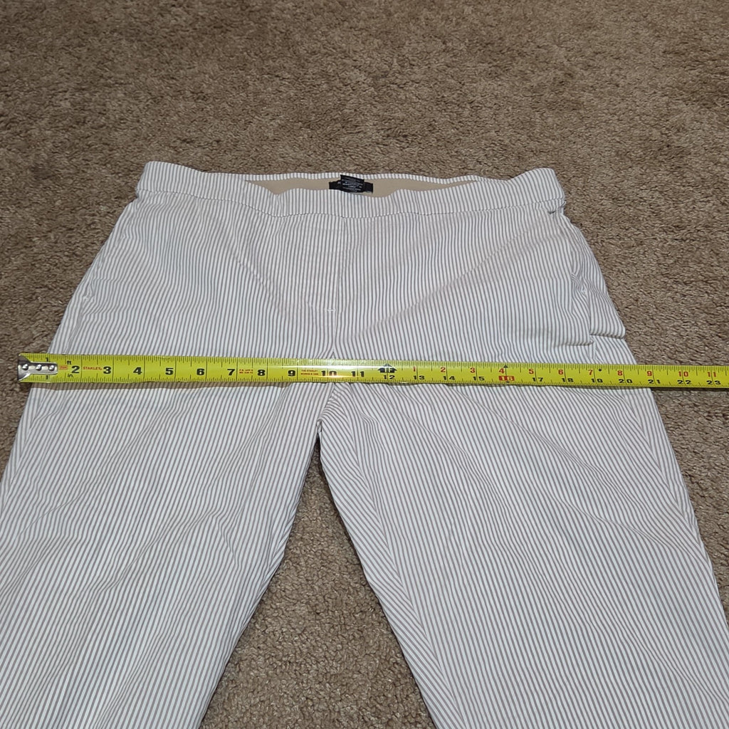 Jones New York Pants Womens 12 Tan White Stripe Pull On Crop Trouser Cotton Good