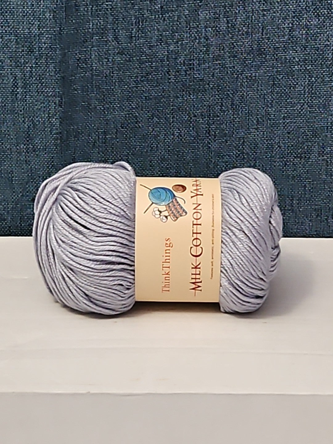 ThinkThings Milk Cotton Yarn | Soft Silver Grey 50g Skein Anti-Pilling