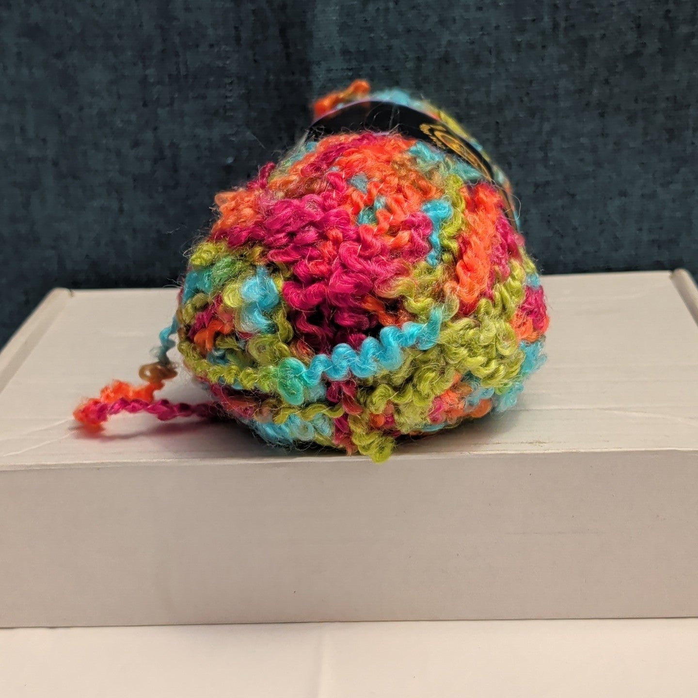 Lion Brand Lion Boucle Yarn Sorbet 205 Mohair Blend Textured Pink Teal Orange