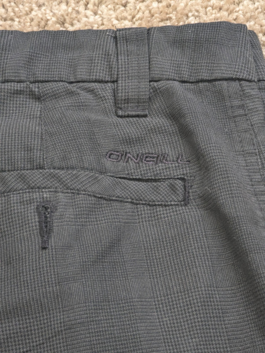 O'Neill Hybrid Boardshorts Men's Size 34 Gray Plaid Swim Trunks Walker Shorts