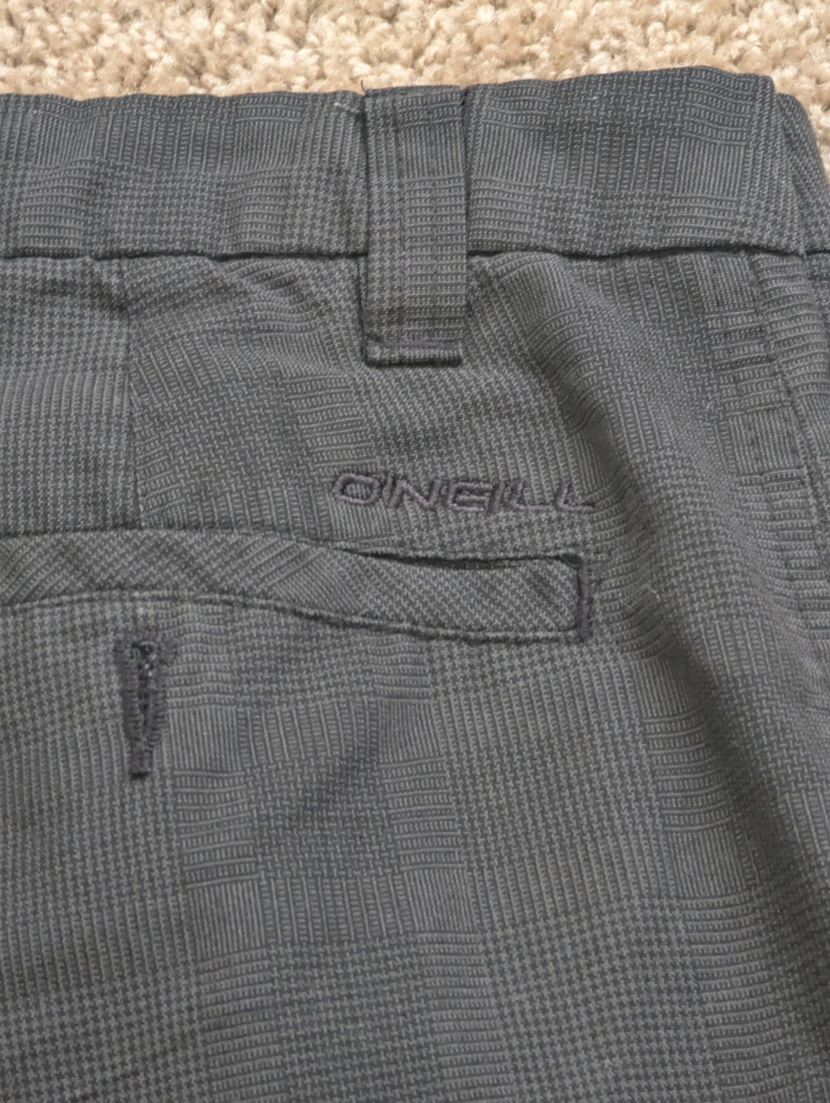 O'Neill Hybrid Boardshorts Men's Size 34 Gray Plaid Swim Trunks Walker Shorts