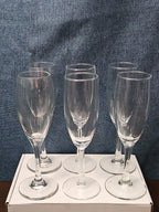 Set of 6 Classic Champagne Flutes | 6oz Trumpet Shape | Elegant Clear Glass Stem