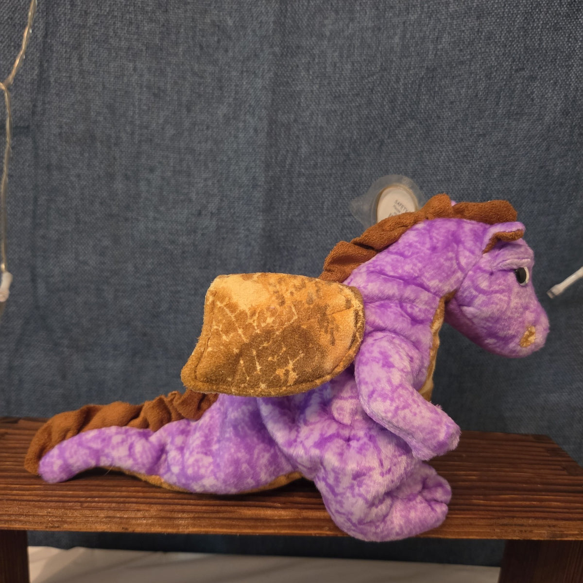 Ty Beanie Baby Legend Purple Dragon Plush Gold Wings 2003