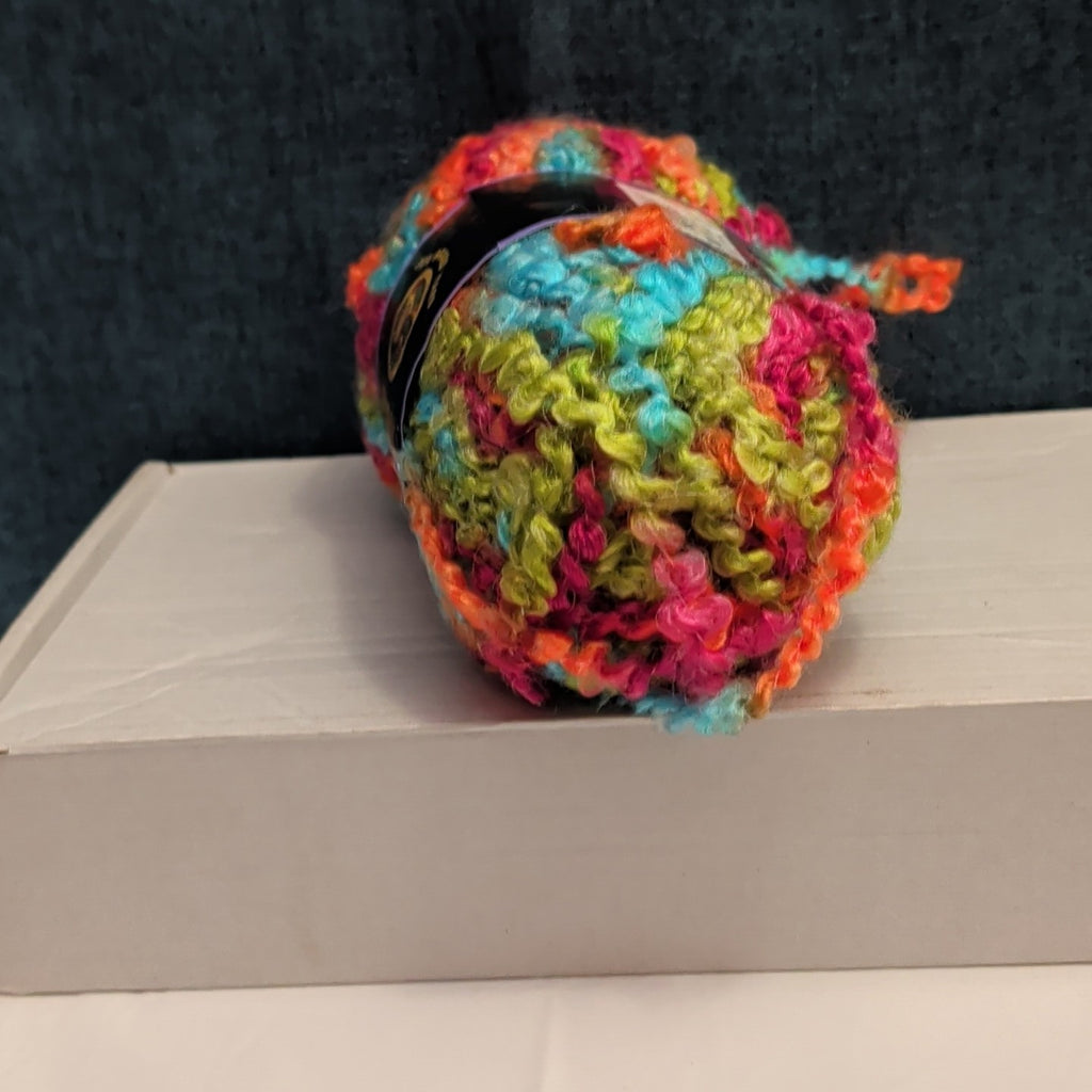 Lion Brand Lion Boucle Yarn Sorbet 205 Mohair Blend Textured Pink Teal Orange