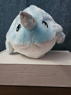 Blue Narwhal Plush Ball Toy 8.25" Inflatable Bouncy Stuffed Animal Sensory Play