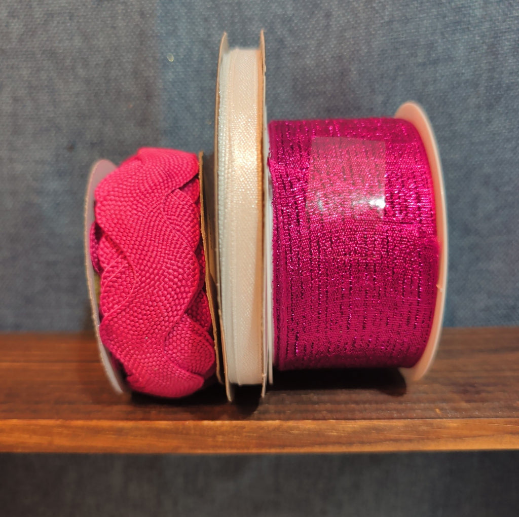 Gift Wrap Co Sullivans Ribbon Trim Lot 3 Fuchsia White Destash