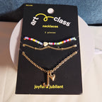Target Art Class Initial J Necklace Set 3Pk Gold Tone Beaded