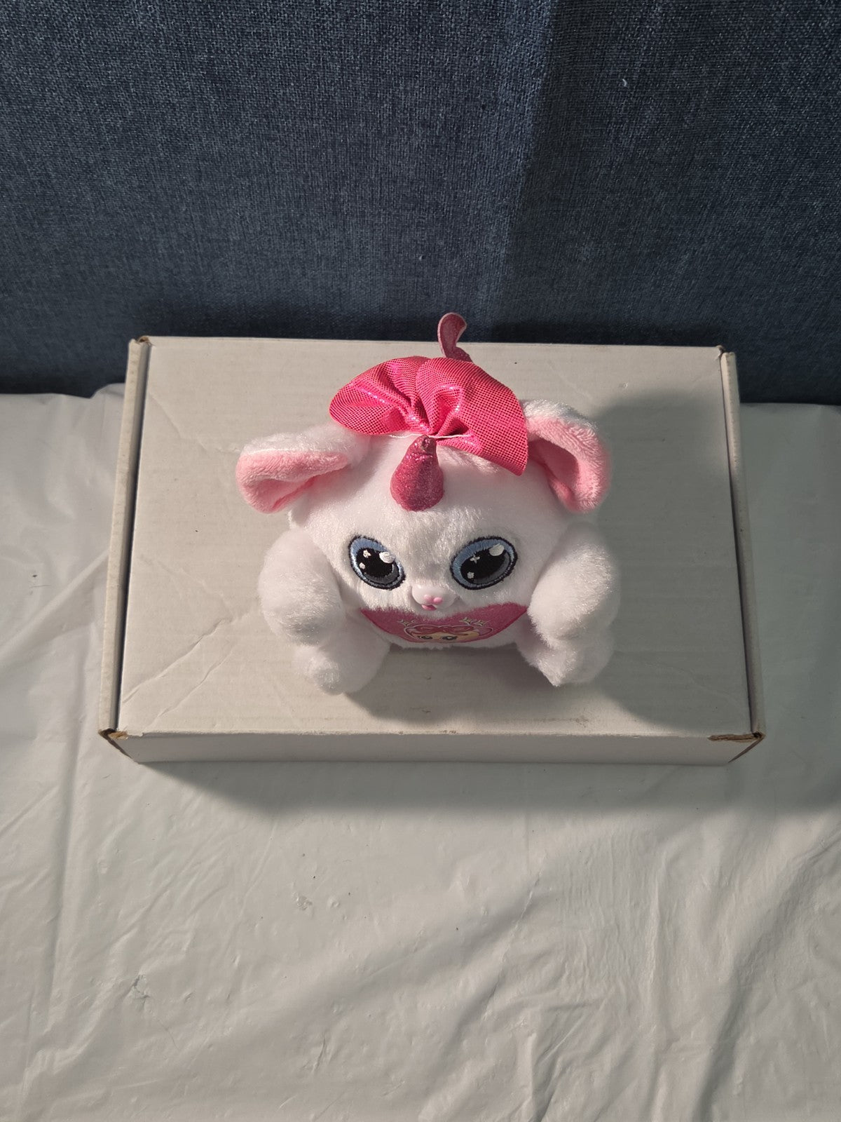 ZURU Rainbocorn Puppycorn Penny the Pug 5" Plush White Pink Bow Glitter Horn