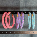 2" Sparkle Glitter Hoop Earrings 3 Pair Set Y2K