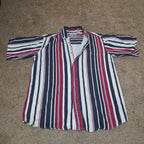 Pine Grove Striped Button Down Shirt Cotton Vintage 90s Retro Men Size M