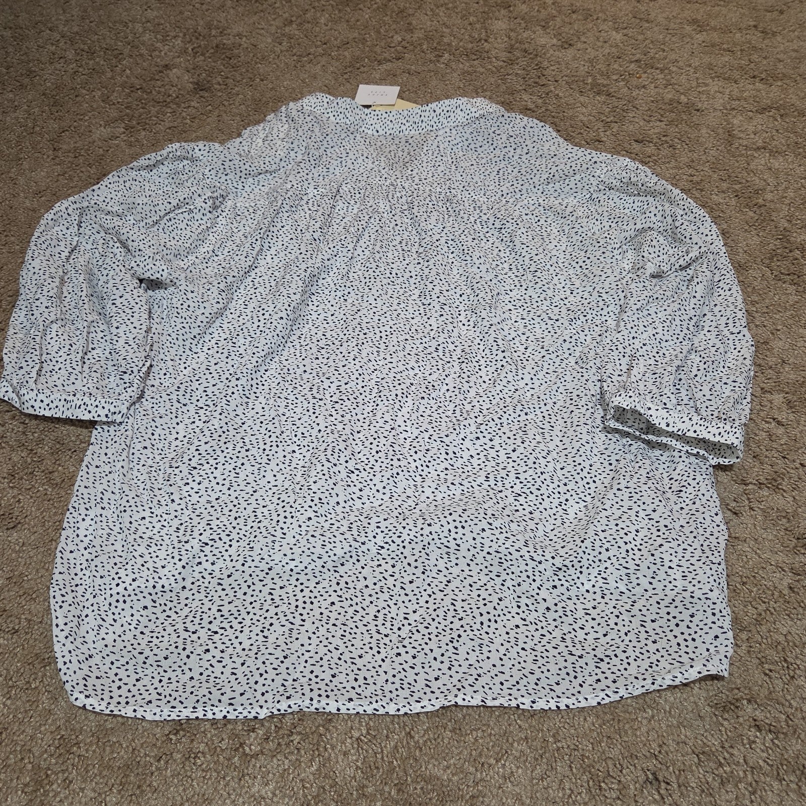 Grand & Greene Blouse Womens XL Speckled Print V-Neck Long Sleeve NWT Shirt