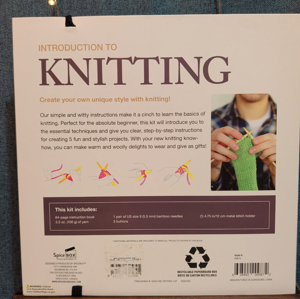 SpiceBox Intro To Knitting Learn To Knit Craft Kit Bamboo Needles