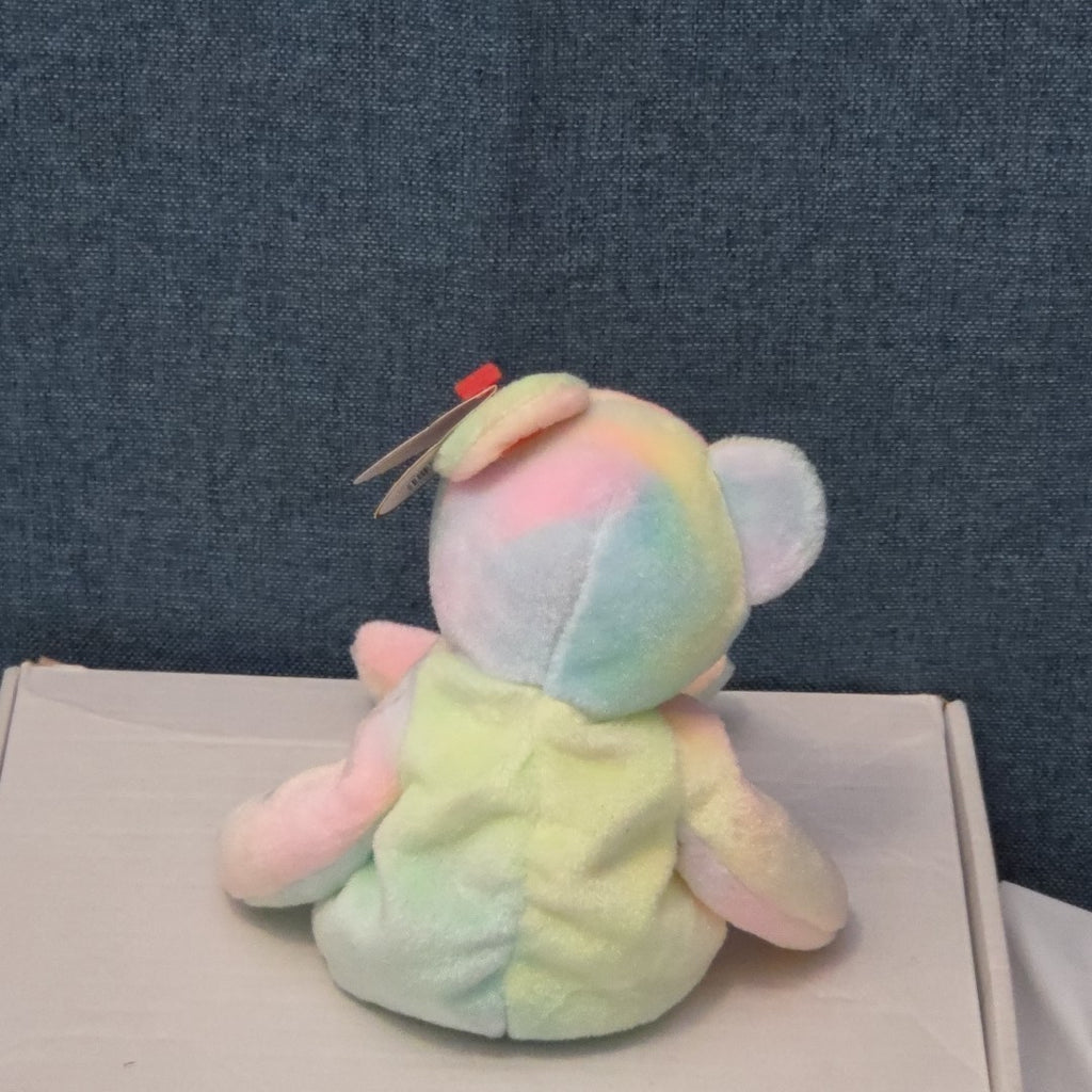 TY Beanie Baby B.B. BEAR The Birthday Bear 1999 | Pastel Tie-Dye | Mint Tags NEW
