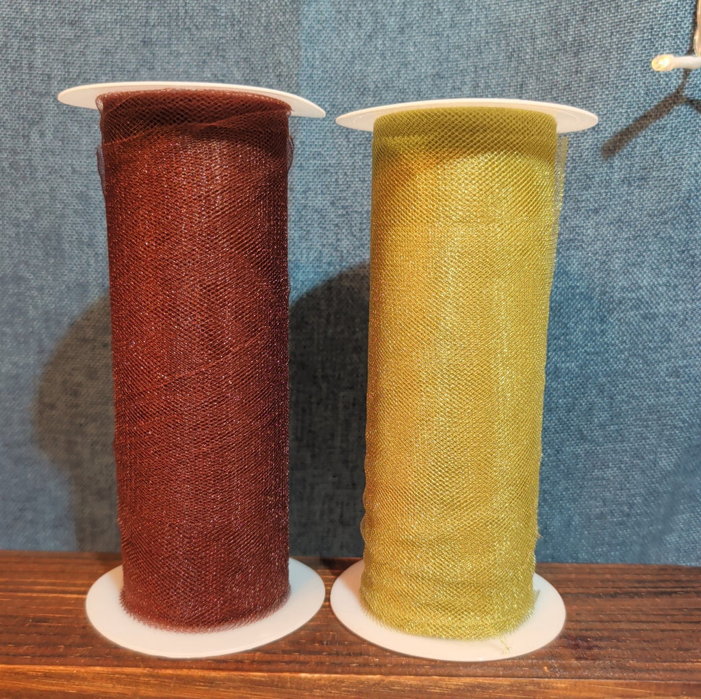 Deco Mesh Ribbon Lot 2 Maroon Gold Metallic Craft Destash