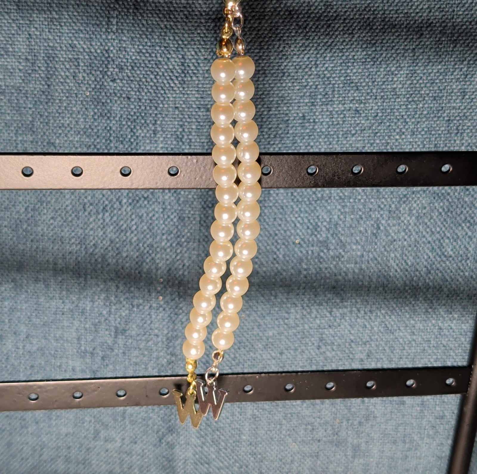 Faux Pearl Purse Charm Gold Silver Tone W Letter Initial
