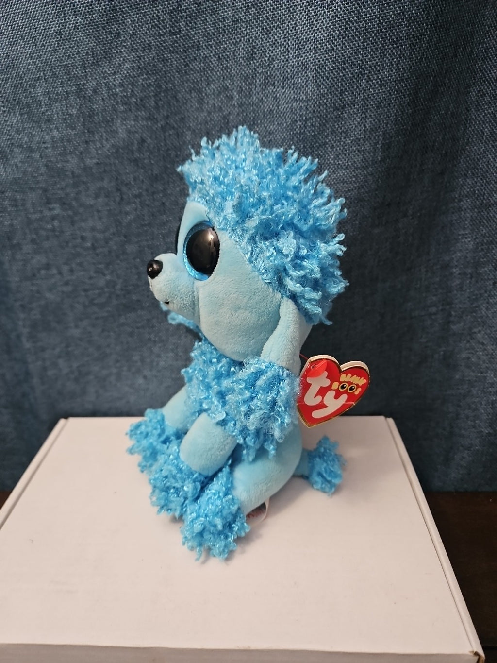Retired Ty Beanie Boos Mandy Blue Poodle Plush 10" Medium Buddy |  Sparkle Eyes