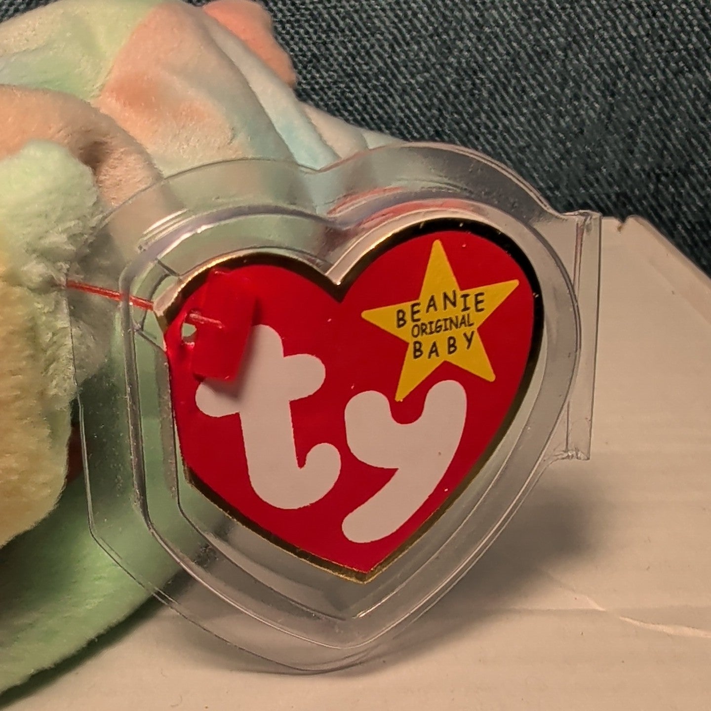 Sammy TY Beanie Baby 1999 Retired Tie-Dyed Multicolor Bear w/ Protector