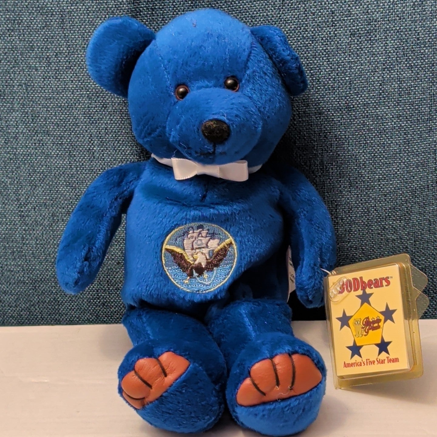 Tagged DOD Bear  Patriotic Plush Pride US Navy Bear 9" Vintage 1999 Military