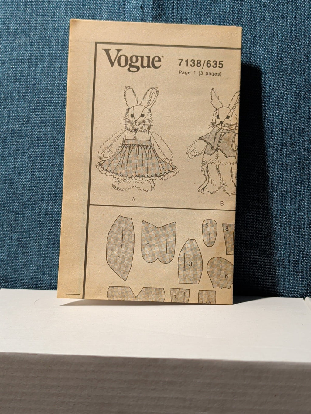 Vogue 7138 Linda Carr Country Rabbit Bunny Pattern 1988 Stuffed Animal UNCUT
