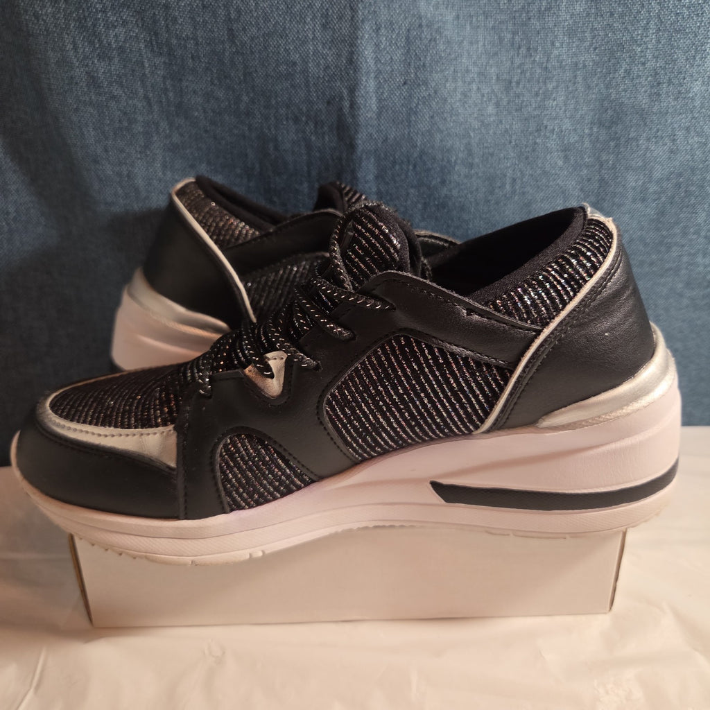 Ecko Red Black Glitter Sneakers 8.5 Georgina Shimmer Low Top Athletic Shoes